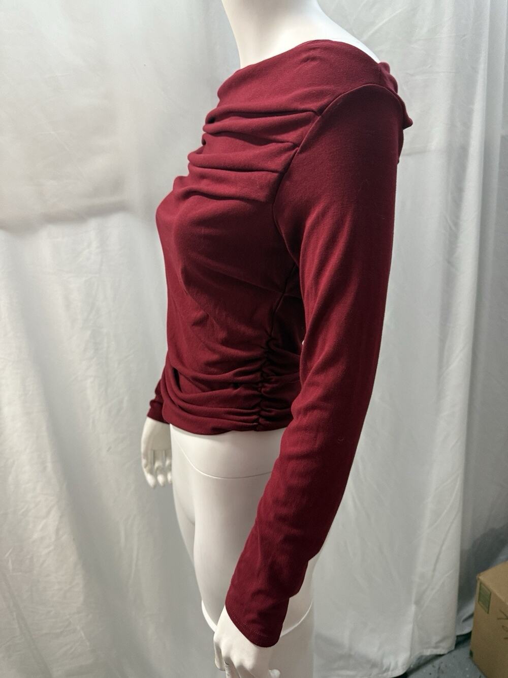 Darong Red Ruffled Long Sleeve Blouse Womens Size Small